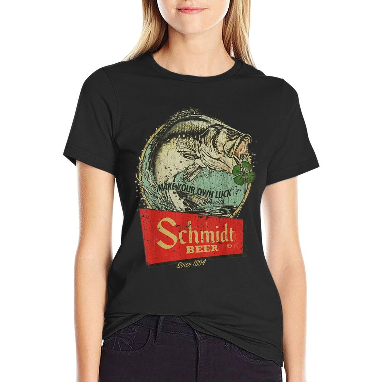 Fishing Schmidt Beer Make Your Own Luck 1894 Vintage  Cotton T-Shirt