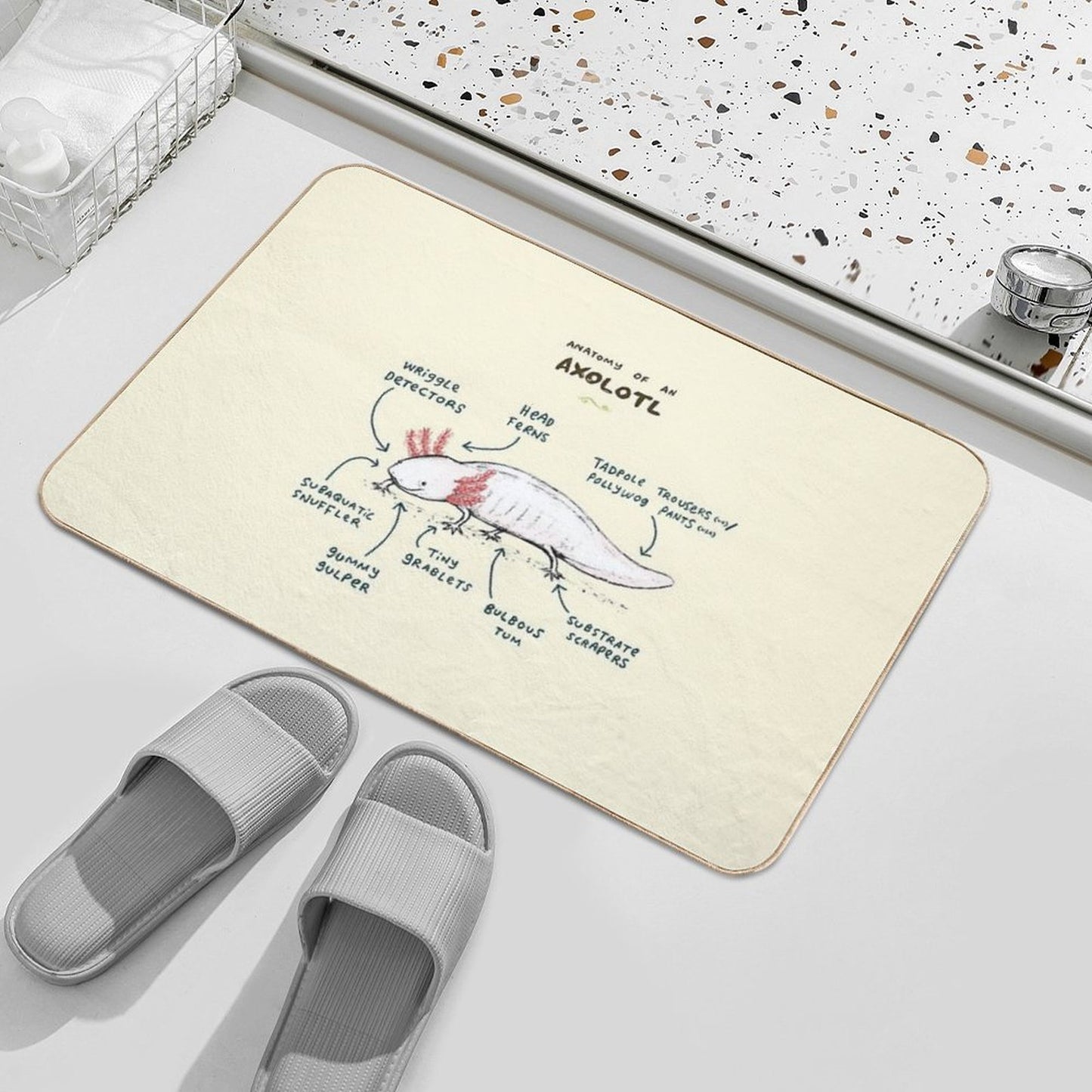 Anatomy of An Axolotl  Absorbent Bath Mat
