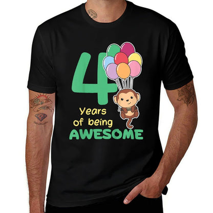 Kids Monkey 4th Birthday For Kids Four Year Old Monkey  Durable T-Shirt