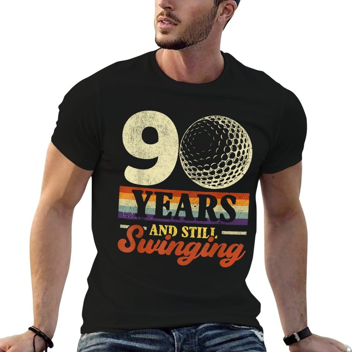 Funny 90 Years And Still Swinging Golf 90th Birthday  Graphic-printed T-Shirt