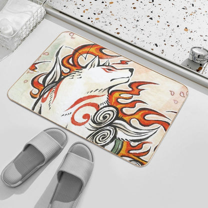 Okami Amaterasu Wolf Spirit Japanese Sun God  High-Traffic Bath Mat