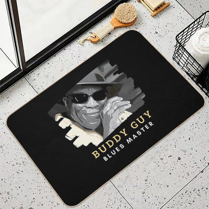 Buddy Guy Blues Master  Gold And White Text with Graphic  Repositionable Bath Mat