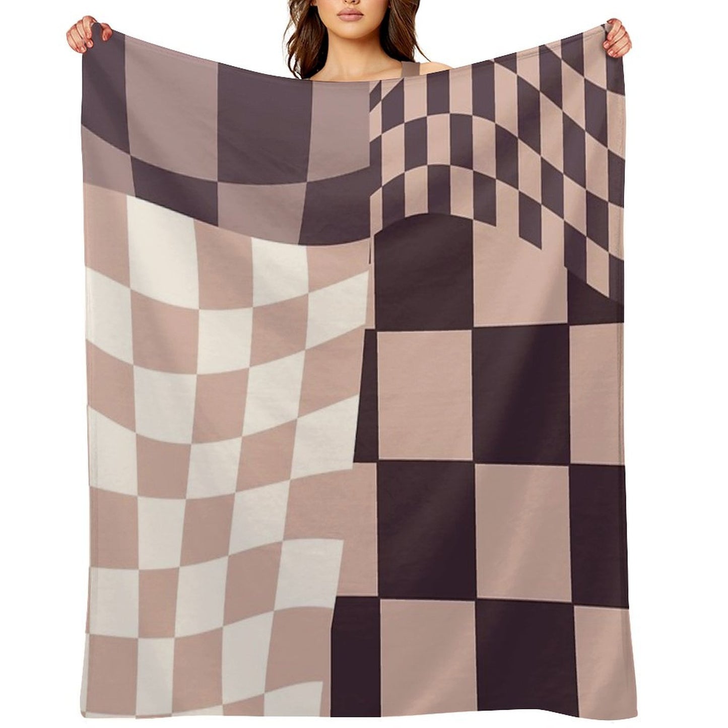 Checkerboard Pattern, Pink, Wavy Easy Care Throw Blanket
