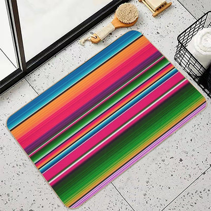Mexican Blanket Striped Fiesta Serape  Stain-Proof Bath Mat