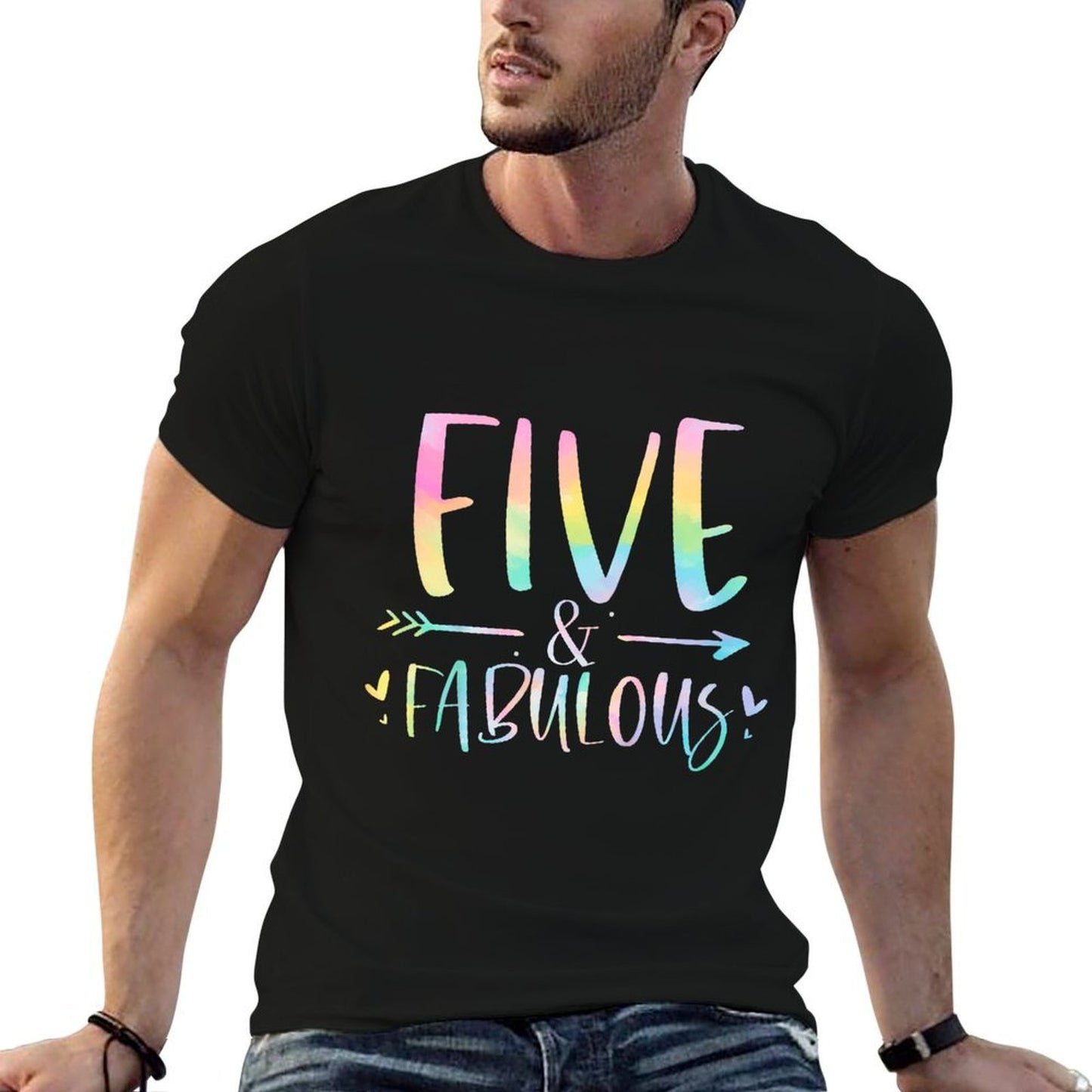Five And Fabulous 5 Year Old Girls Birthday Tie Dye  Tagless Design T-Shirt