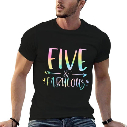 Five And Fabulous 5 Year Old Girls Birthday Tie Dye  Tagless Design T-Shirt