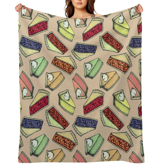 Easy As Pie - Cute Illustrations of Pie on Neutral Tan Quick-dry Throw Blanket