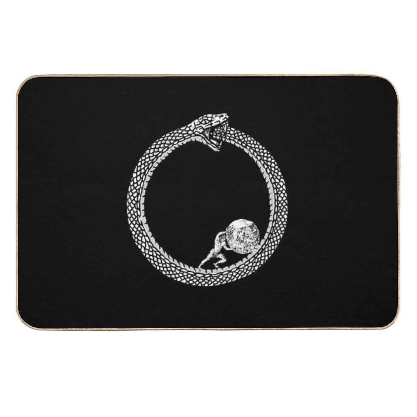 Sisyphus in An Ouroboros Snake - Unisex Philosophy T-Shirt For Existentialists  Absorbent Bath Mat