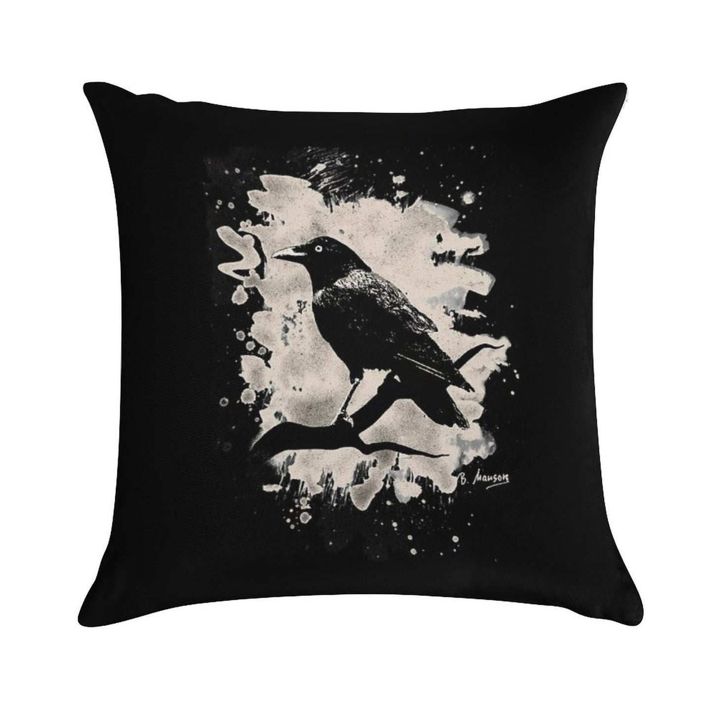 Crow Bleached (creme White) Soft Hidden Zipper Throw Pillow