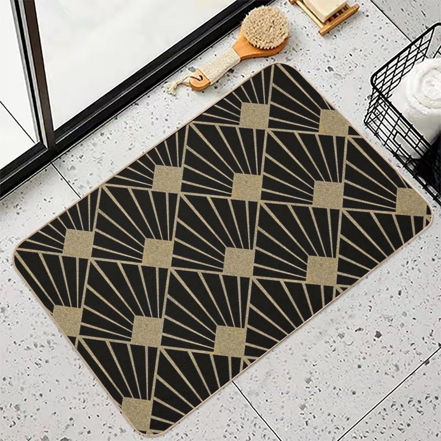 Art Deco Pattern Gold Black  Eco-Friendly Bath Mat