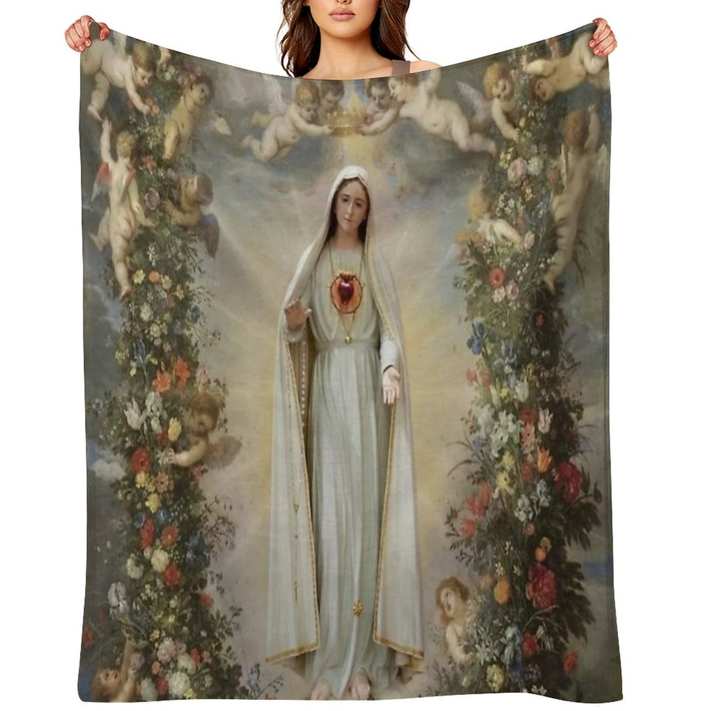 Virgin Mary Immaculate Heart of Mary Mother of God Our Lady Quick-dry Throw Blanket