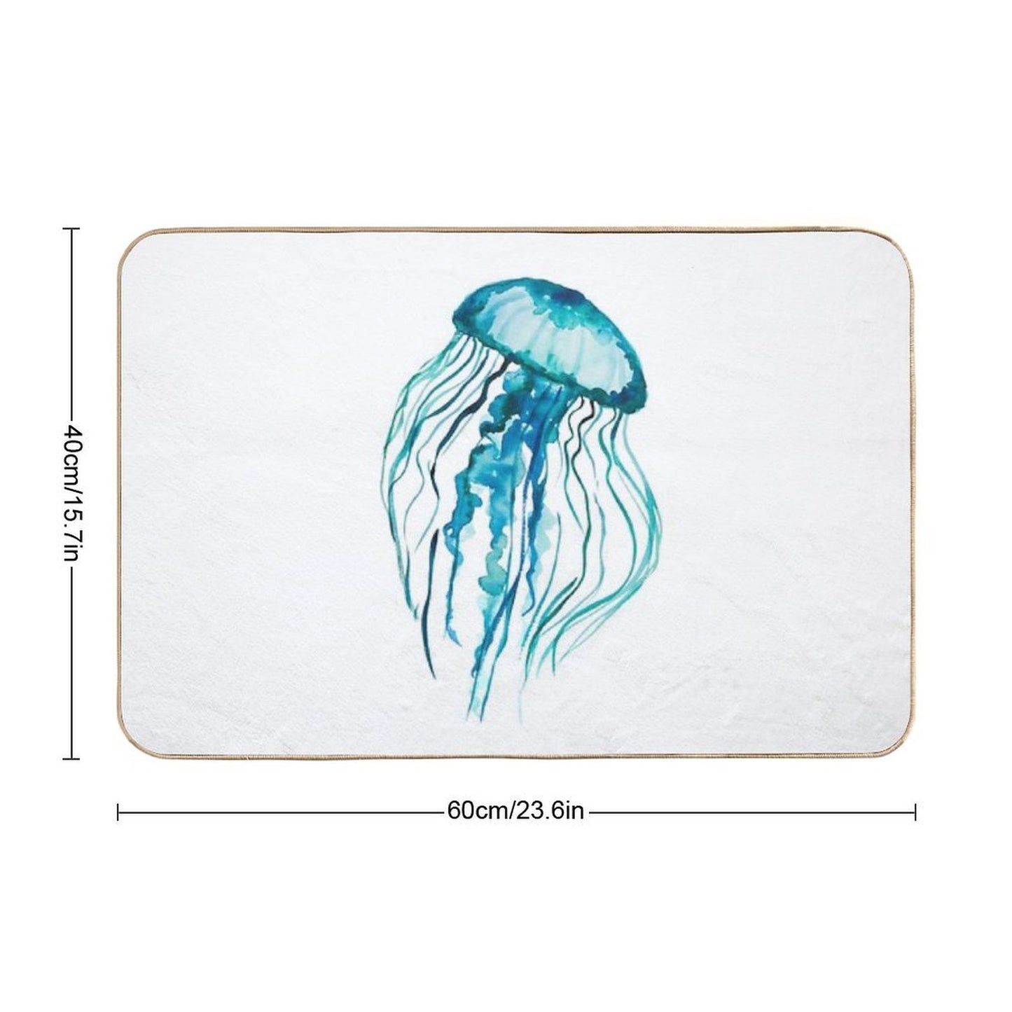 Watercolor Jellyfish  Rapid-Drying Bath Mat