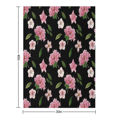 Black And Pink Floral Wrinkle-free Throw Blanket