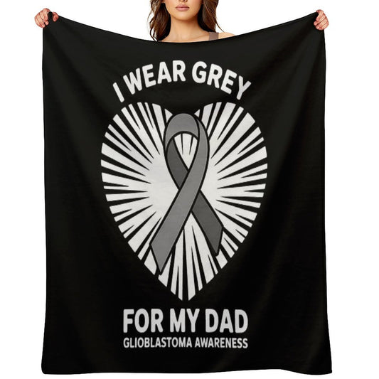 1I Wear Grey For My Dad GBM Glioblastoma Awareness Multi-functional Throw Blanket