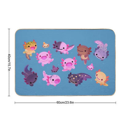 Happy Axolotl - Blue  Repositionable Bath Mat
