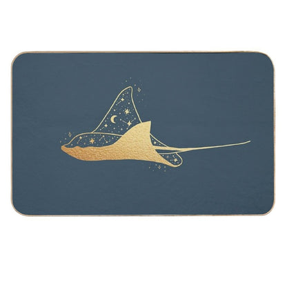 Golden Manta Ray Stars Constellation  High-Traffic Bath Mat