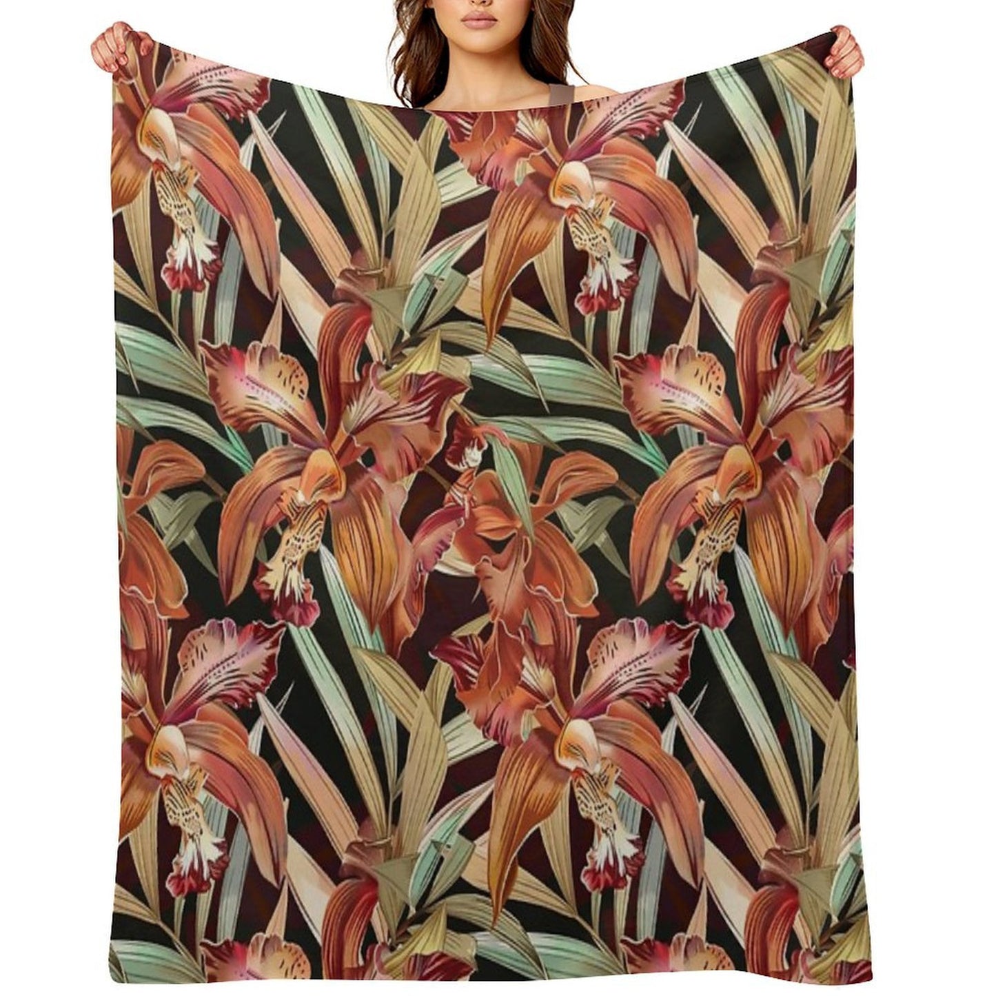 Autumn Orchid Splendor Machine-washable Throw Blanket