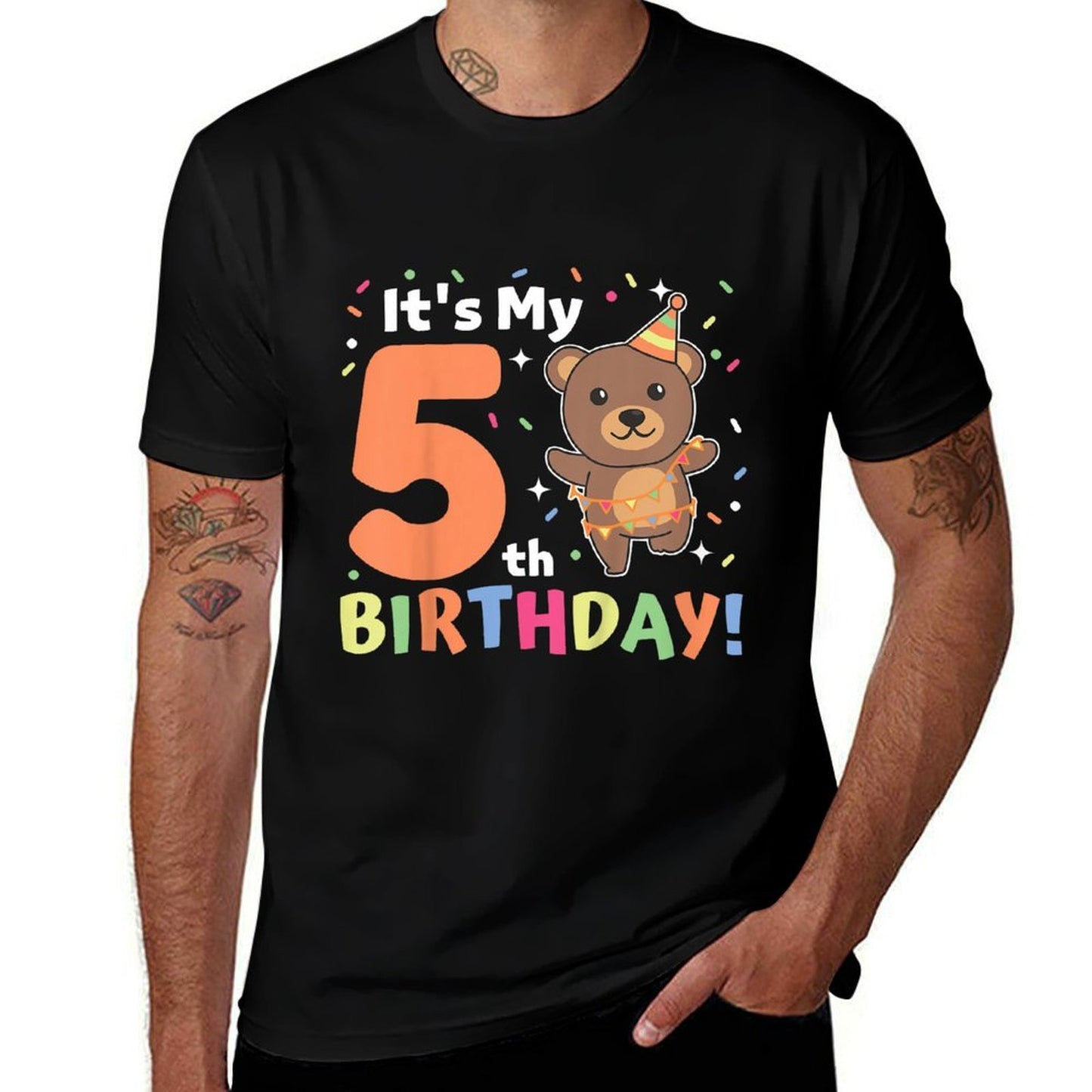 Kids 5th Birthday Bear For Kids Five Years Old  Soft T-Shirt