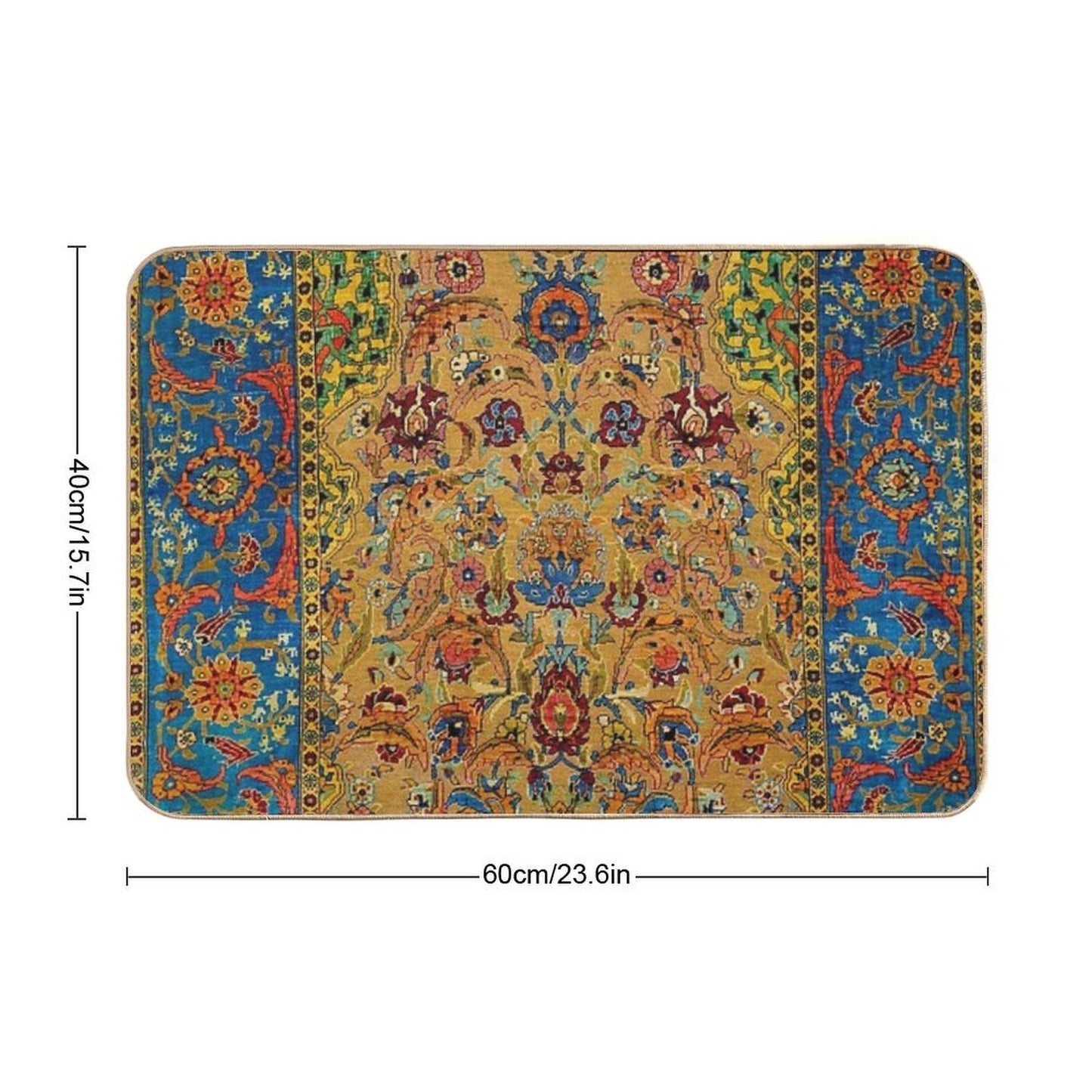 Hereke Vintage Persian Silk Rug Print  Absorbent Bath Mat