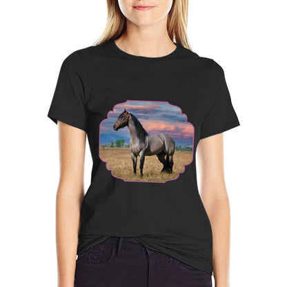 American Quarter Horse Gray Gruello Beauty Twilight Pink Sky  Breathable T-Shirt