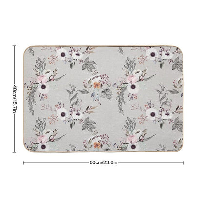 Modern Boho Watercolor And Ink Floral Bohemian  Slip-Resistant Bath Mat