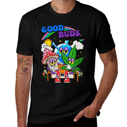 Good Buds Stick Together Rainbow Weed Meme Humorous Person  Easy-care T-Shirt