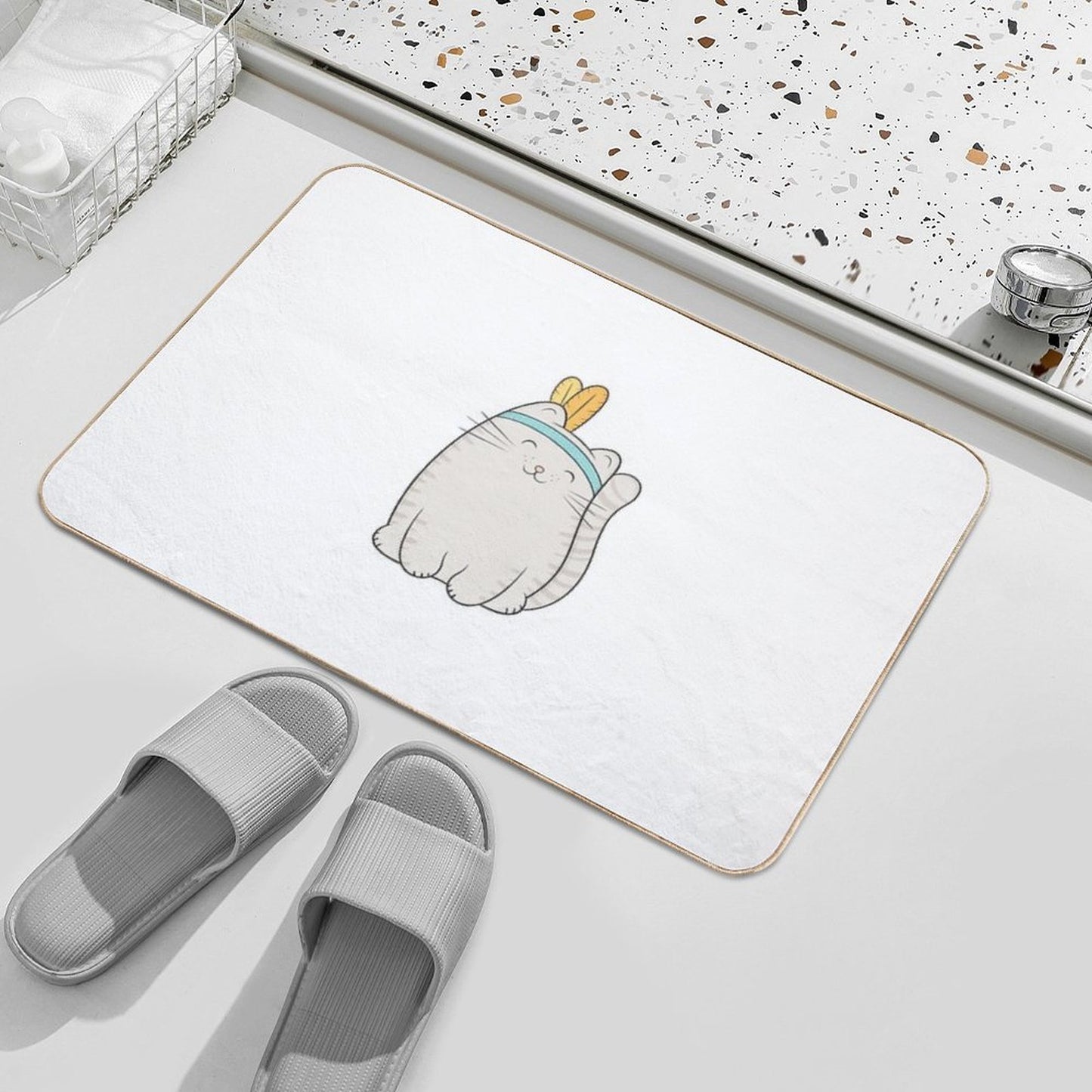Fin, The Cat  Easy To Clean Bath Mat