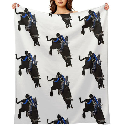 Bull Rider Stetson Wright Easy Care Throw Blanket