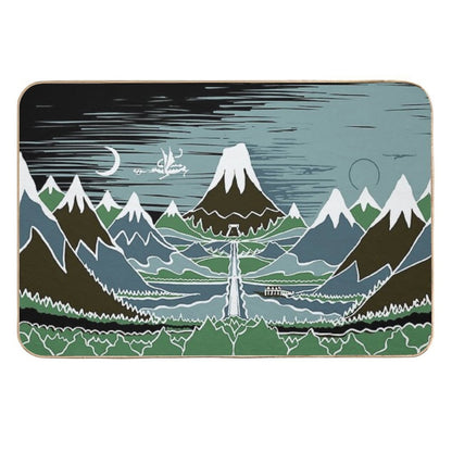 A Halflings Journey on A Mountain Path Through An Elven Wood in The Style of J.R.R.Tolkien  Absorbent Bath Mat