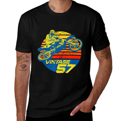 60th Birthday Shirt for MX Racer Or Dirt Bike Rider  Oversized Silhouette T-Shirt