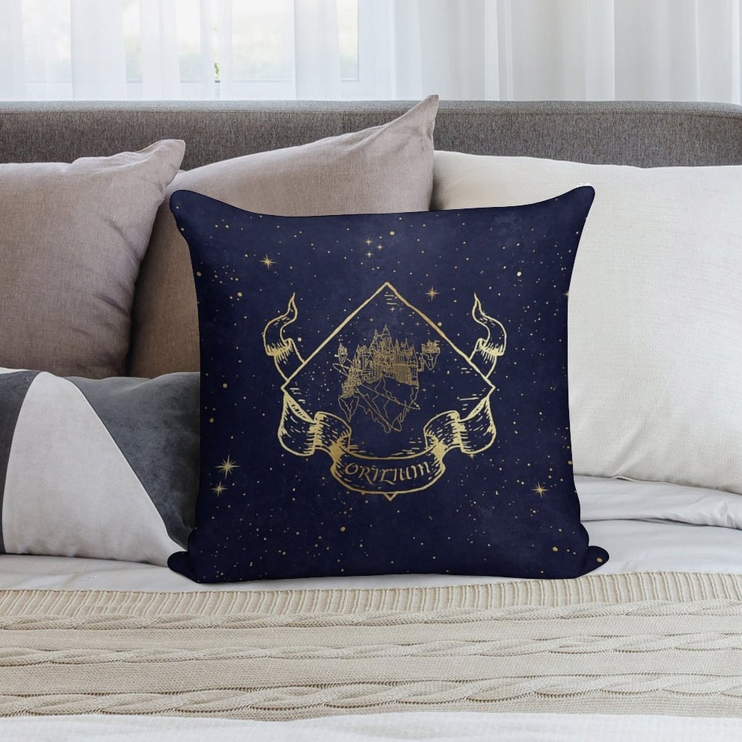 Orilium in Blue Soft Skin-Friendly Throw Pillow
