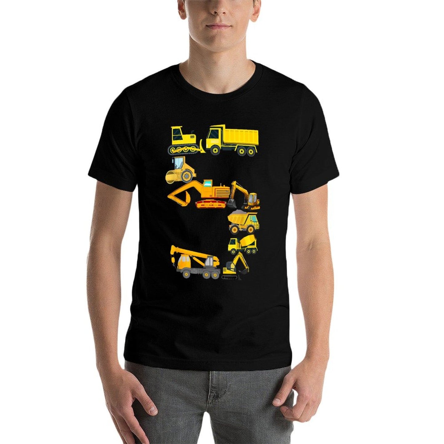 Kids Construction Truck 5th Birthday 5 Years Old Boys  Slim-fit Cut T-Shirt