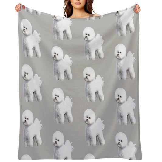 Bichon Frise Standing Beauty Travel-friendly Throw Blanket