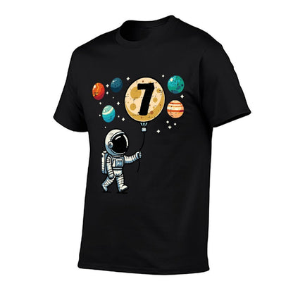 Kids 7th Birthday Astronaut Planets 7 Year Old Bday Boys Kids  Eco-friendly Material T-Shirt