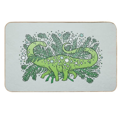 Evergreen Apatosaurus  Dinosaur Cosmic Festive Art  Anti-Trip Bath Mat