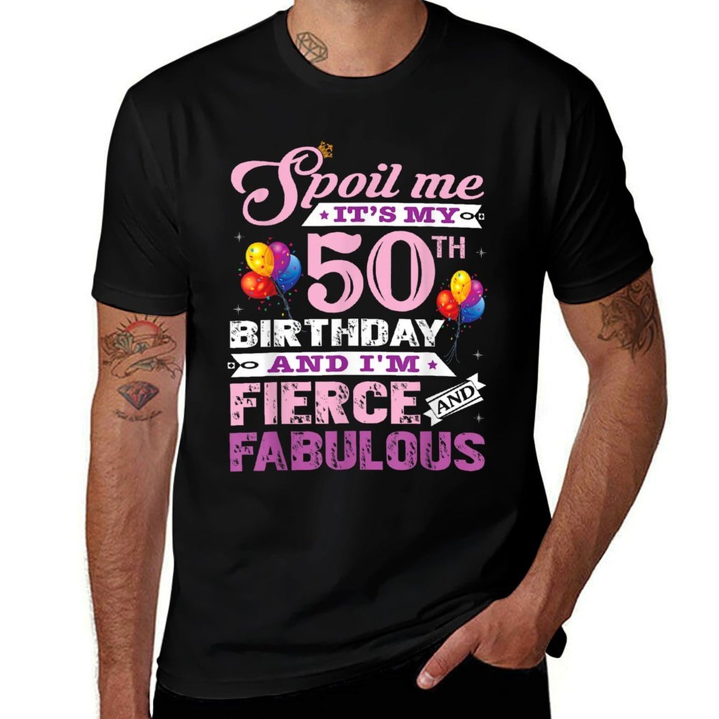 I Am Fierce And Fabulous 50th Birthday  Ribbed Collar T-Shirt