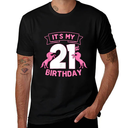 It's My 21st Birthday Horse Theme Bday Party Celebration 21  Easy-care T-Shirt