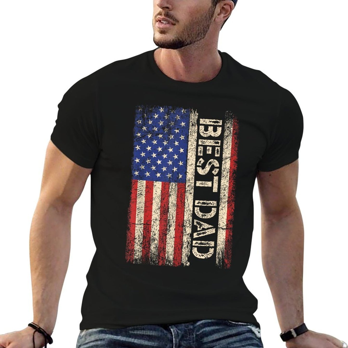 Best Dad Ever US American Fathers Day Men  Breathable T-Shirt