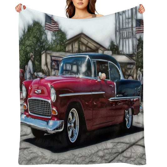 Double Nickel,......55 Chevy, Car Show OKC,USA All-season Throw Blanket