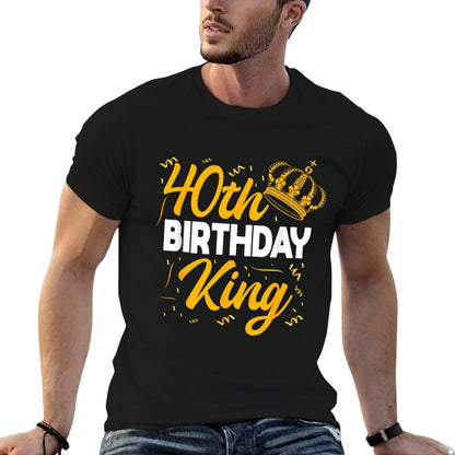 40th Birthday King Party Crown Bday Celebration  Easy-care T-Shirt