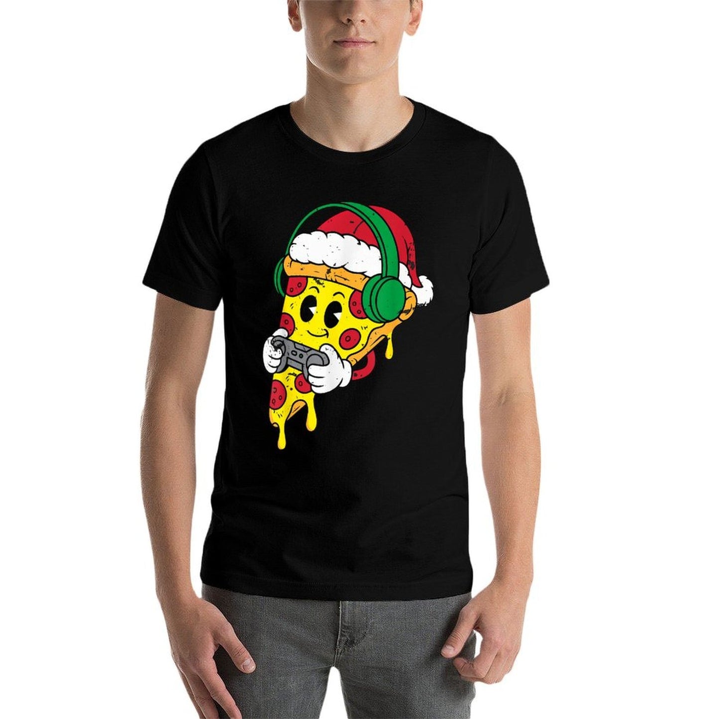 Christmas Gamer Pizza Video Gaming Men Boys Kidsn Youth  Quick-drying T-Shirt