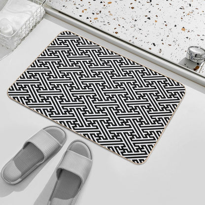 Sayagata - Japanese Traditional Pattern - Black  Slip-Resistant Bath Mat