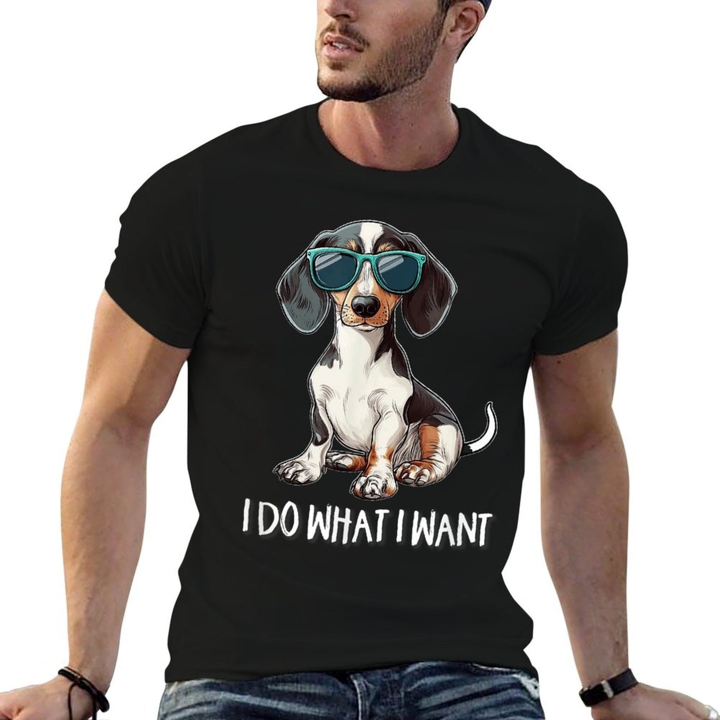 Funny Do What I Want Piebald Dachshund Lover  Versatile T-Shirt