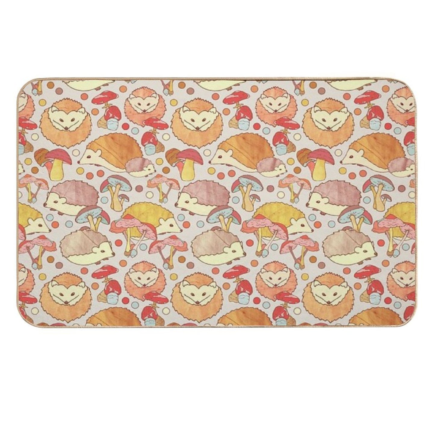 Woodland Hedgehogs - A Pattern in Soft Neutrals  Multi-Purpose Bath Mat