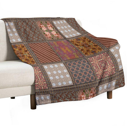 Brown Patchwork Versatility Throw Blanket
