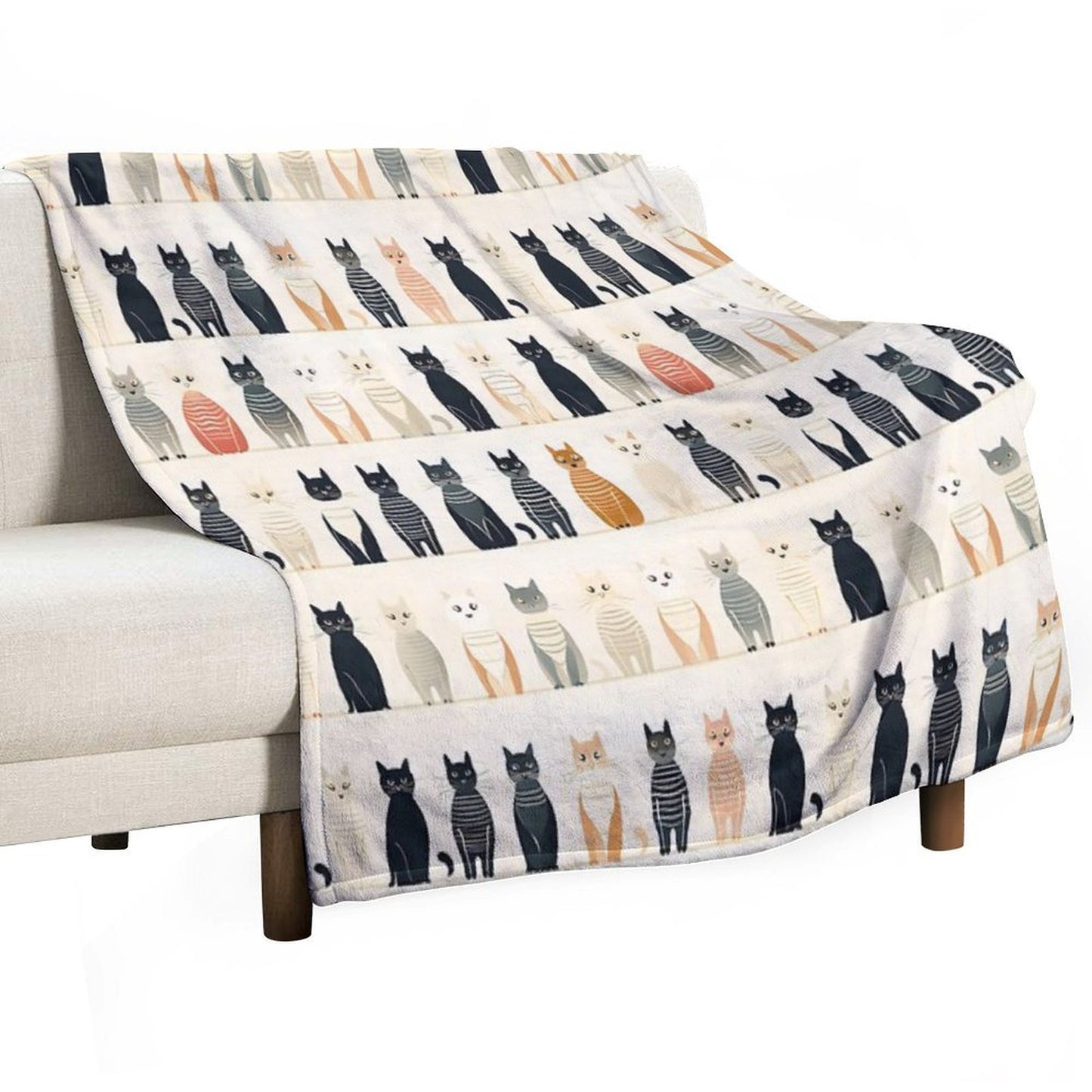 Adorable Cat Artistry Seamless Pattern Travel-friendly Throw Blanket