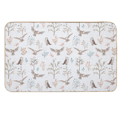 Magic Pastel Forest with Owls  Non-Slip Bath Mat