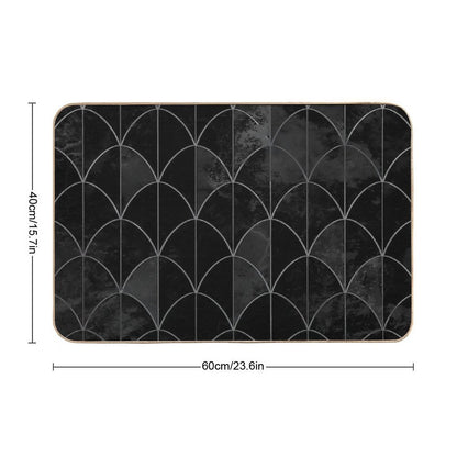 Mermaid Scales. Black And White Watercolor.  High-Traffic Bath Mat