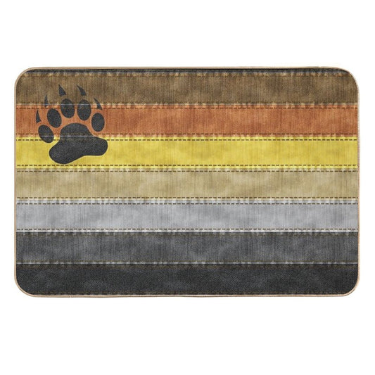 Denim Textured Seamless Gay Bear Pride Flag Pattern  Absorbent Bath Mat