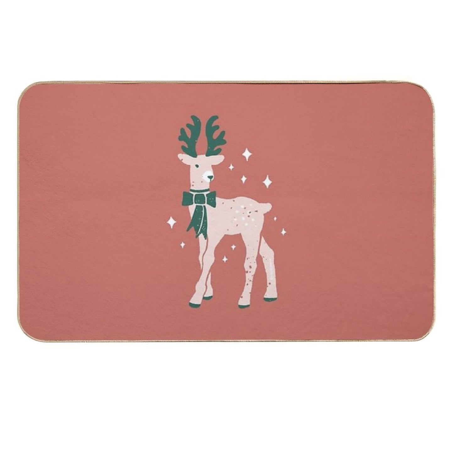 Reindeer with A Bow Christmas Design  Anti-Trip Bath Mat